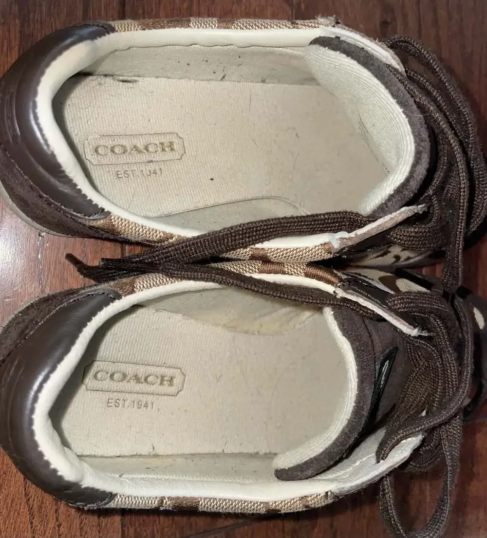 COACH Joss Signature C Y2K Retro Low Profile Sneakers Brown Size 5